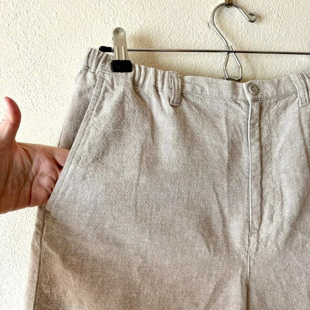 Vintage Field Gear Linen Cotton Shorts Beige High Rise Elastic Waist Women's 12 - Picture 6 of 8